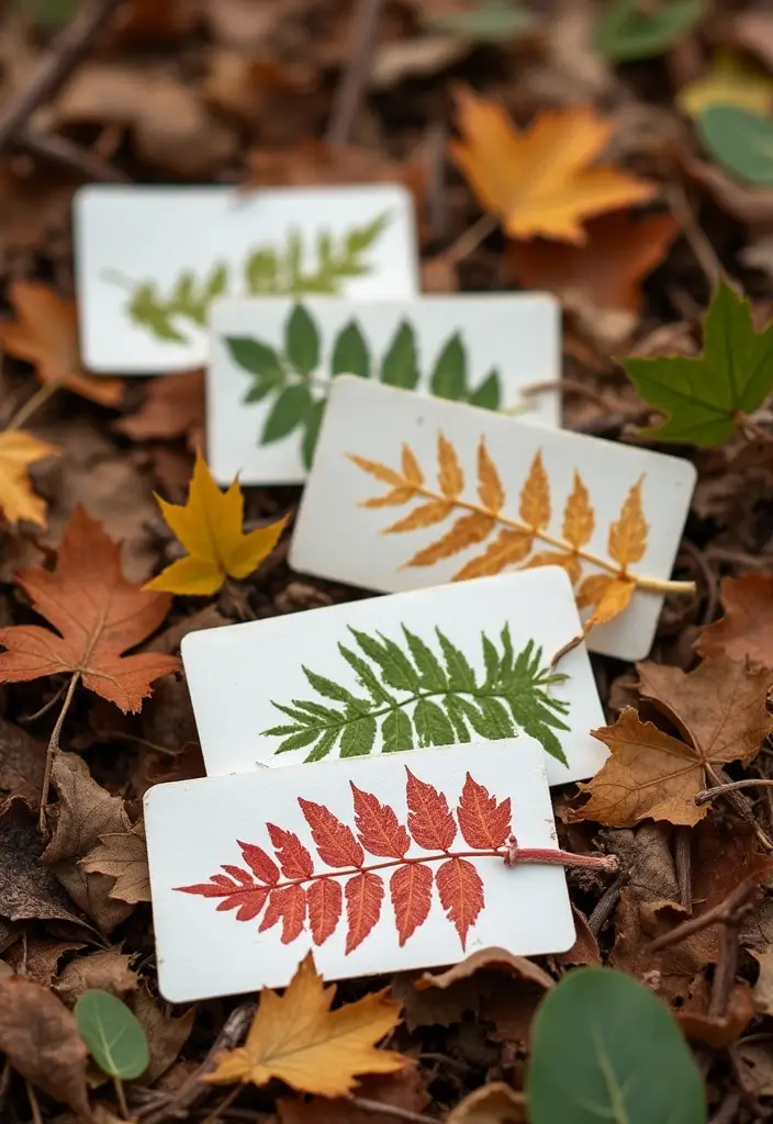 26 Paper Name Tag DIY Projects That Look Cute and Custom - 6. Leaf Print Tags