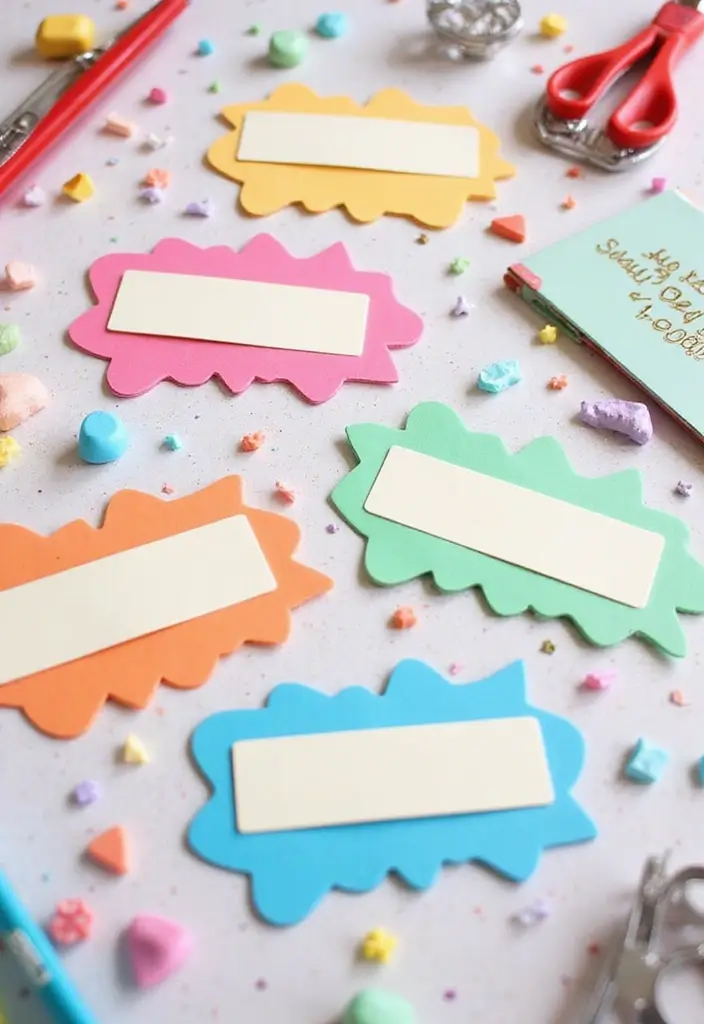 26 Paper Name Tag DIY Projects That Look Cute and Custom - 9. Hand-Cut Shapes Tags