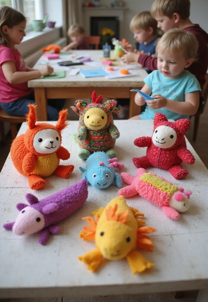 26 Preschool Crafts DIY Ideas That Help Build Early Skills - 11. Fabric Scrap Creatures