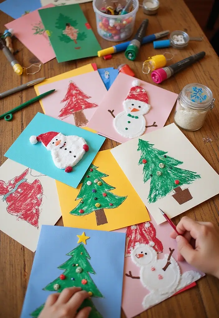 26 Preschool Crafts DIY Ideas That Help Build Early Skills - 25. DIY Holiday Cards