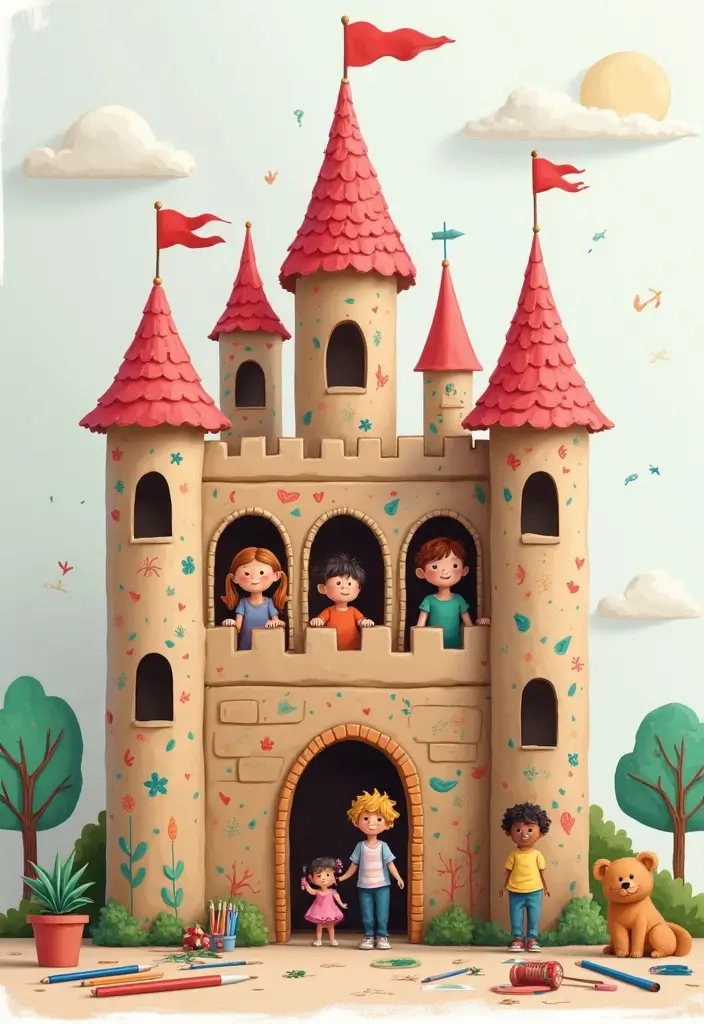 26 Preschool Crafts DIY Ideas That Help Build Early Skills - 4. Cardboard Box Castle