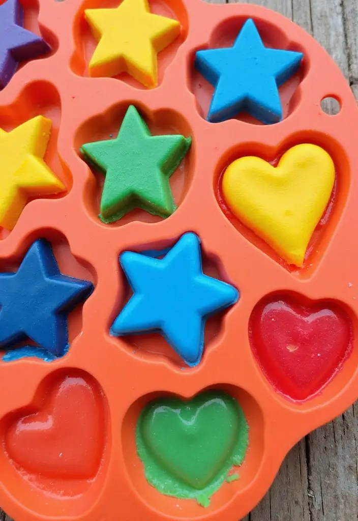 27 DIY Kids Crafts That Keep Children Entertained for Hours - 4. Recycled Crayon Shapes