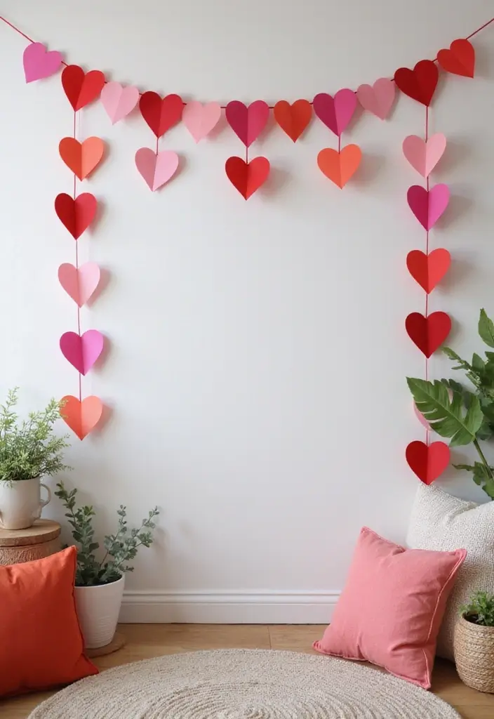 27 DIY Paper Hearts for Decor That Express Love Creatively - 8. Paper Heart Garland