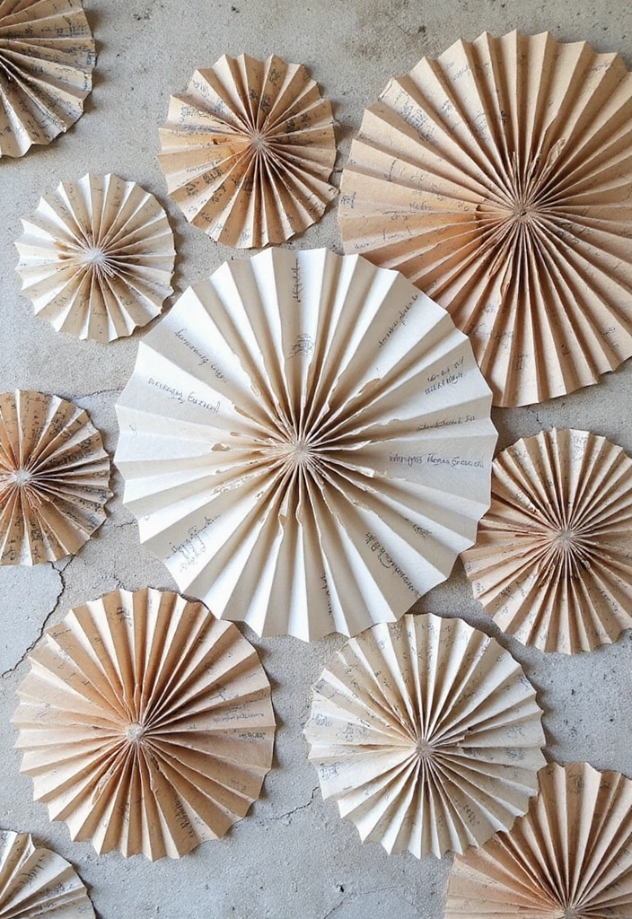 27 Paper Fan Decoration DIY Ideas for Parties and Events - 14. Eco-Friendly Newspaper Fans