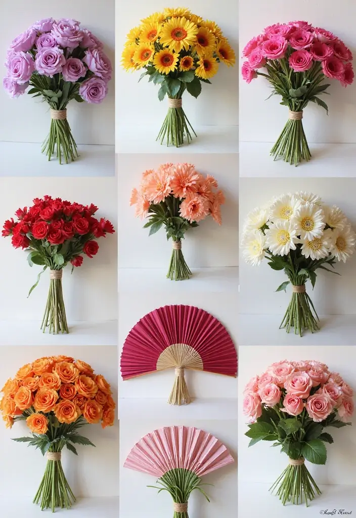 27 Paper Fan Decoration DIY Ideas for Parties and Events - 17. Unique Fan Bouquets