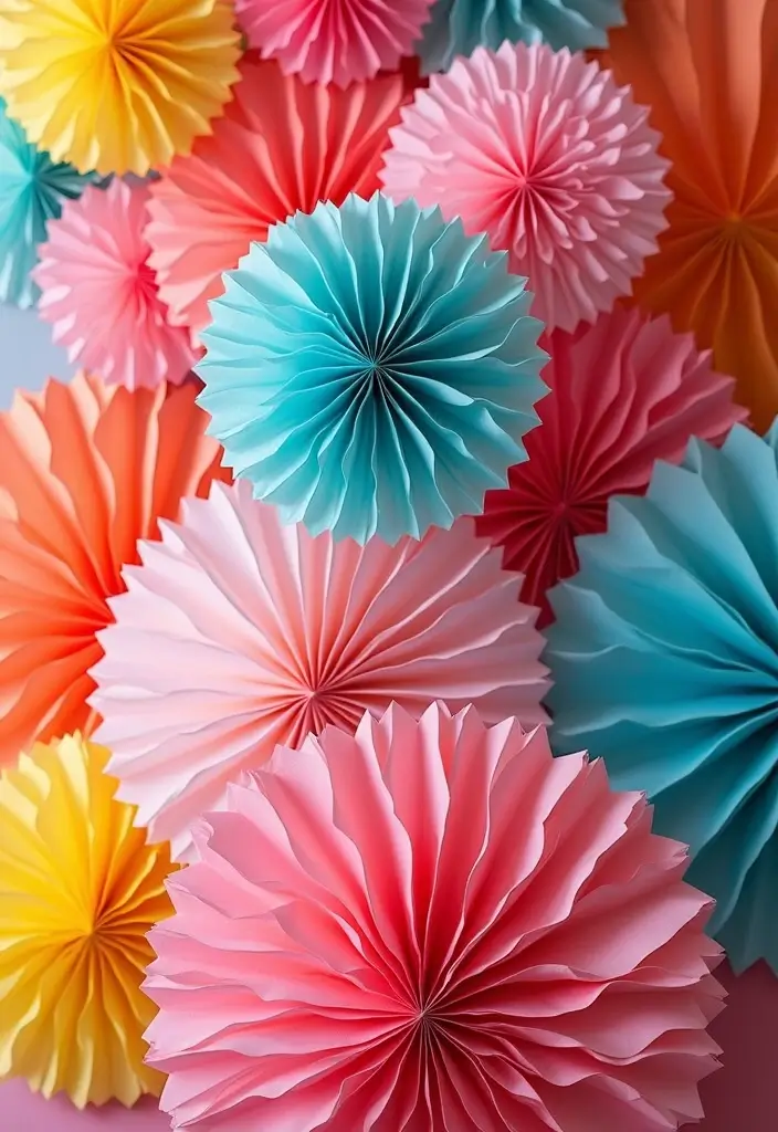 27 Paper Fan Decoration DIY Ideas for Parties and Events - 19. Ruffled Tissue Paper Fans