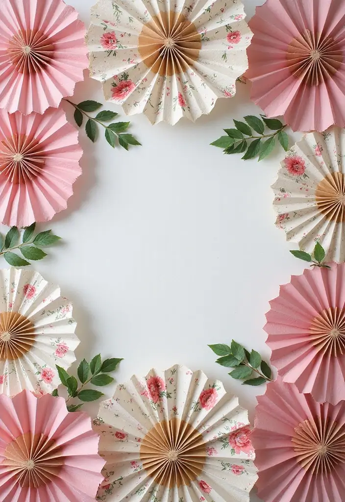 27 Paper Fan Decoration DIY Ideas for Parties and Events - 2. Floral Design Paper Fans