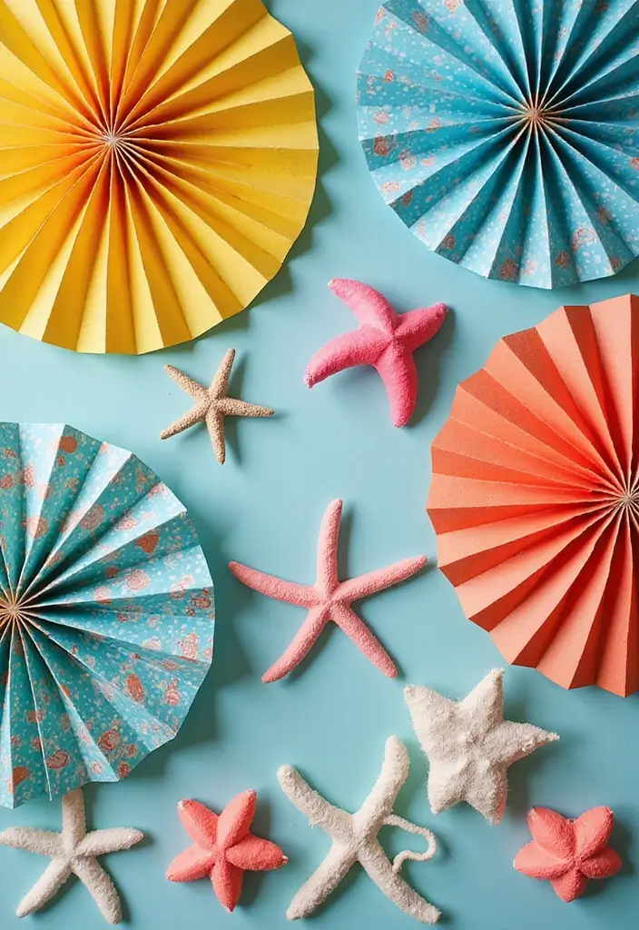 27 Paper Fan Decoration DIY Ideas for Parties and Events - 21. Beach Party Fans