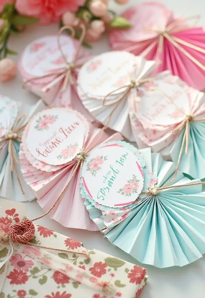 27 Paper Fan Decoration DIY Ideas for Parties and Events - 24. Party Favors Fan Packs