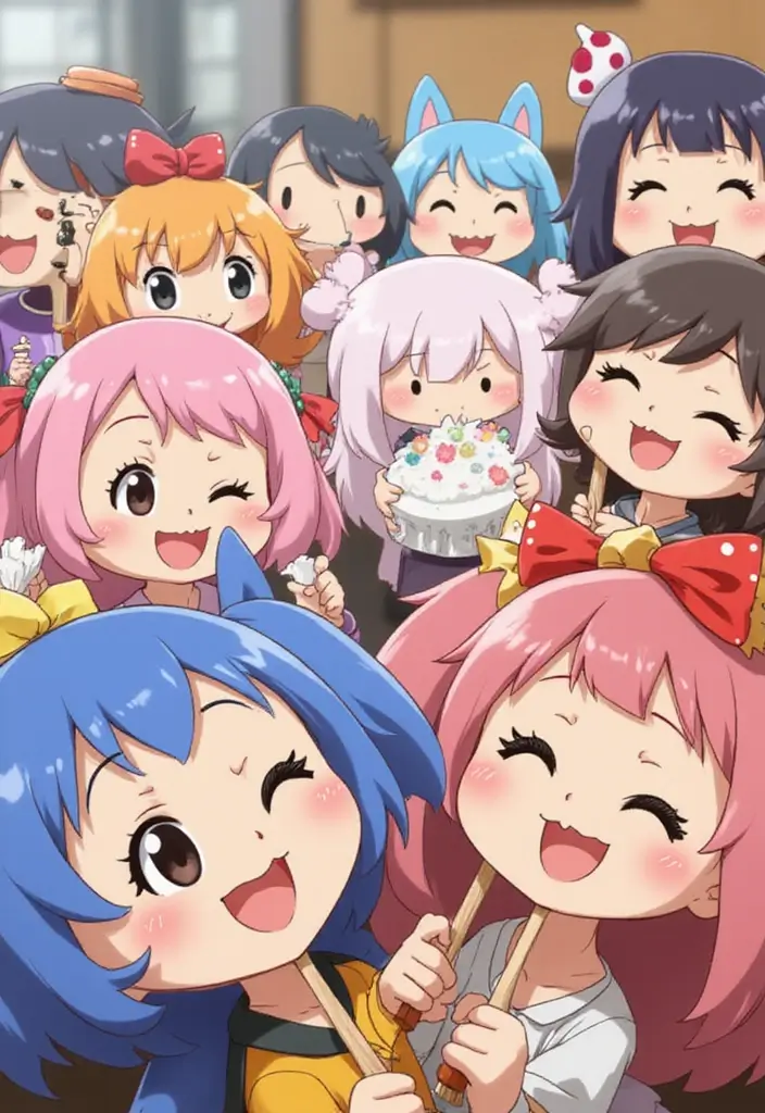 27 Paper Fan Decoration DIY Ideas for Parties and Events - 25. Kawaii Character Fans