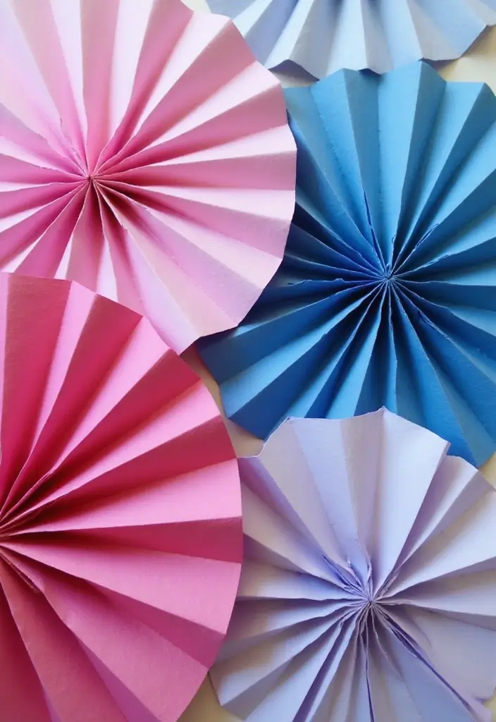 27 Paper Fan Decoration DIY Ideas for Parties and Events - 3. Ombre Paper Fans