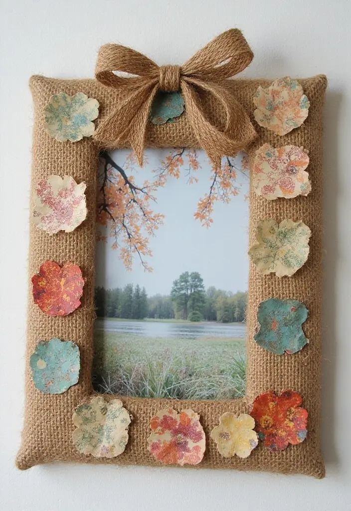 27 Paper Frame Making DIY Projects for Personalized Touches - 3. Burlap and Paper Mix Frame