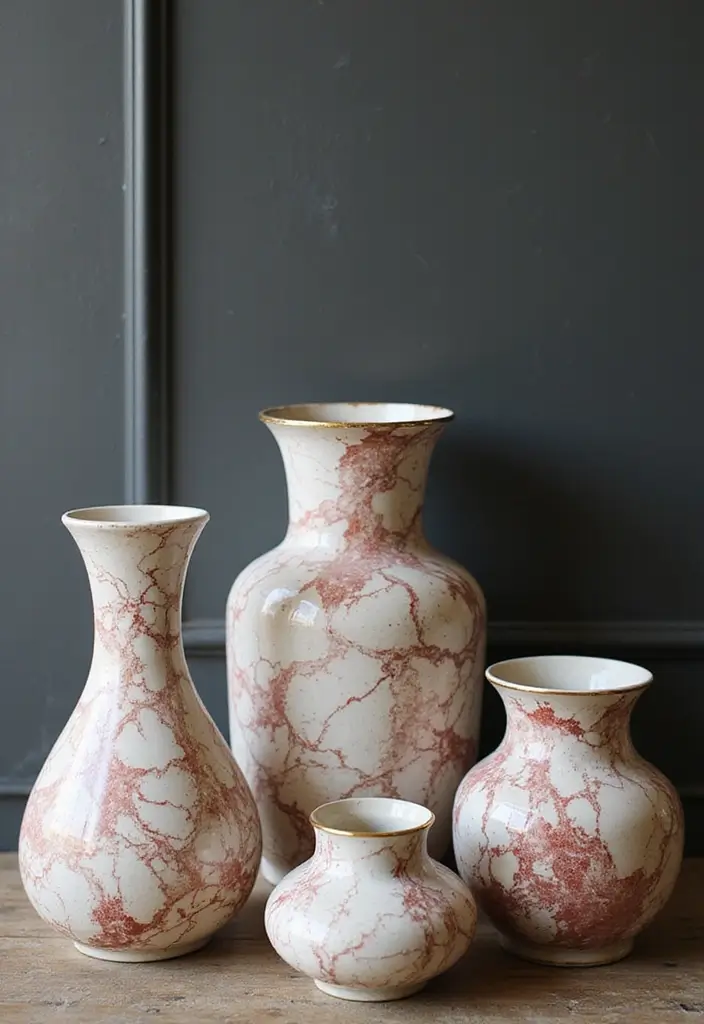 27 Paper Vase Crafts DIY Ideas for Elegant Handmade Decor - 22. DIY Marble Paper Vases