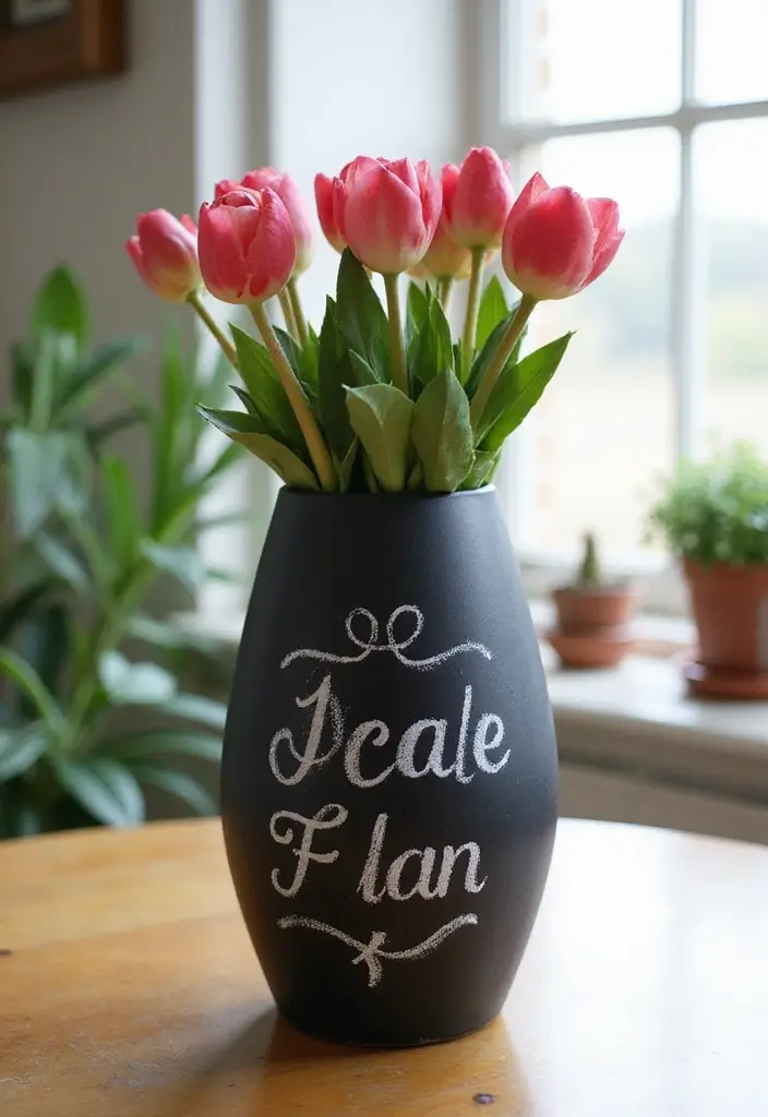 27 Paper Vase Crafts DIY Ideas for Elegant Handmade Decor - 26. Chalkboard Paint Vases