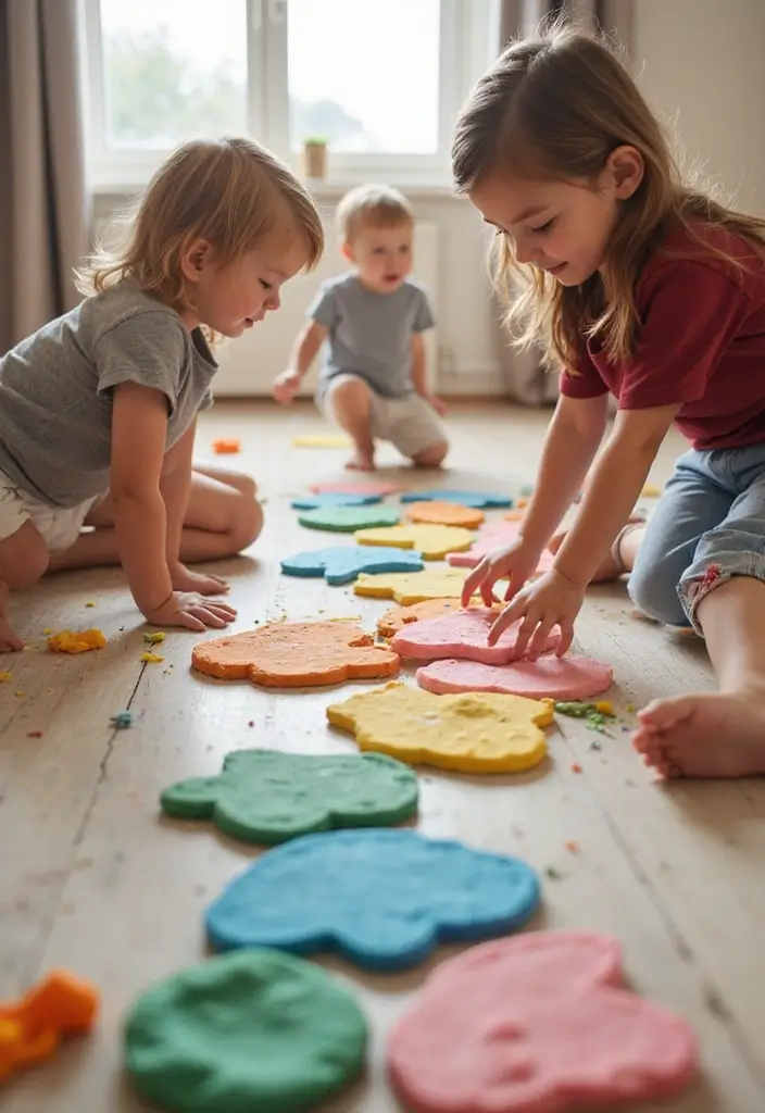 27 Play Dough DIY Ideas That Are Fun and Educational - 11. Sensory Path with Play Dough Shapes