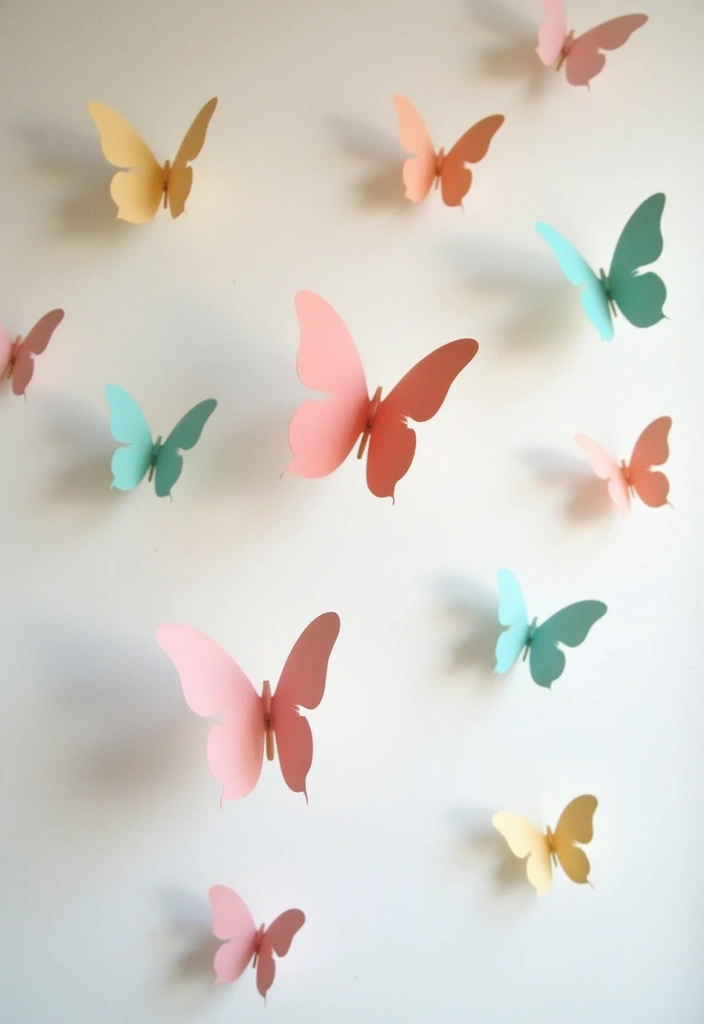 28 Paper Butterflies DIY Designs That Add Whimsy to Walls - 1. Whimsical Pastels