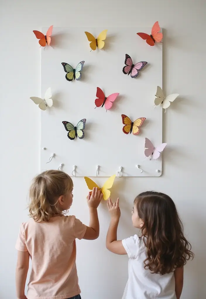 28 Paper Butterflies DIY Designs That Add Whimsy to Walls - 10. Interactive Butterfly Wall