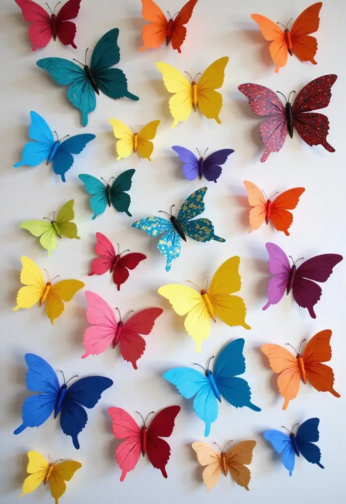 28 Paper Butterflies DIY Designs That Add Whimsy to Walls - 2. Bold and Bright