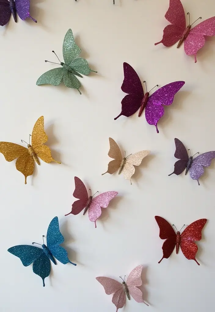 28 Paper Butterflies DIY Designs That Add Whimsy to Walls - 3. Glitter and Glam
