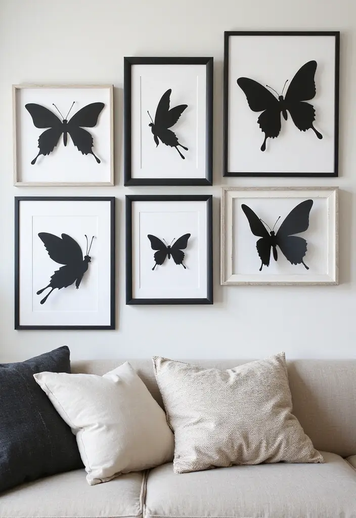 28 Paper Butterflies DIY Designs That Add Whimsy to Walls - 8. Butterfly Silhouettes