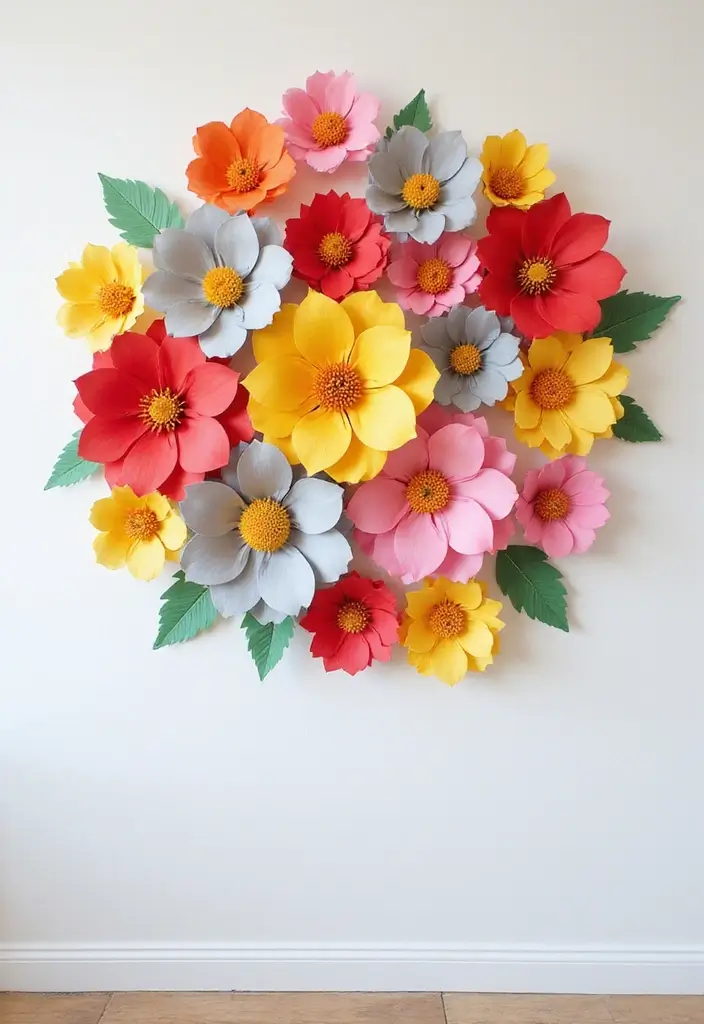 28 Paper Flower Making DIY Ideas for Lovely Home Décor - 16. Paper Flower Wall Art