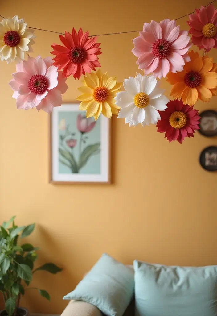 28 Paper Flower Making DIY Ideas for Lovely Home Décor - 20. Colorful Paper Flower Garlands