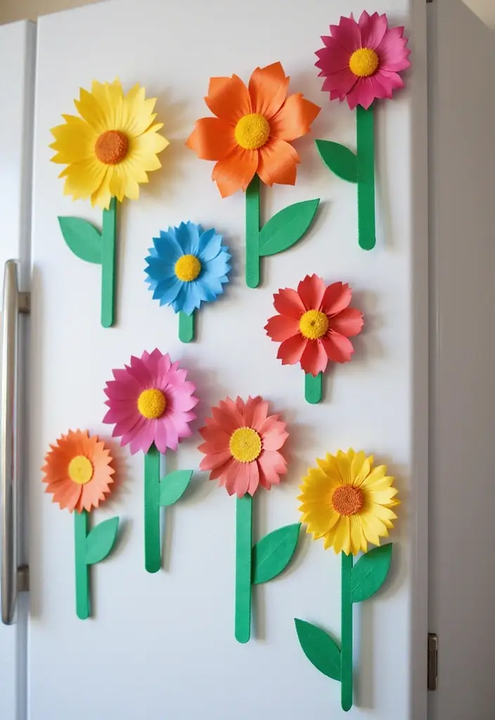 28 Paper Flower Making DIY Ideas for Lovely Home Décor - 21. Adorable Paper Flower Magnets