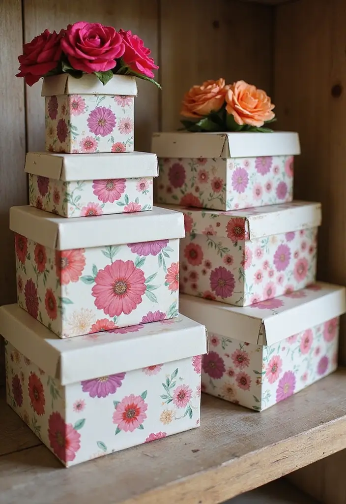 28 Paper Flower Making DIY Ideas for Lovely Home Décor - 24. Layered Paper Flower Boxes