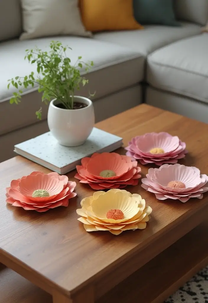 28 Paper Flower Making DIY Ideas for Lovely Home Décor - 26. Paper Flower Coasters