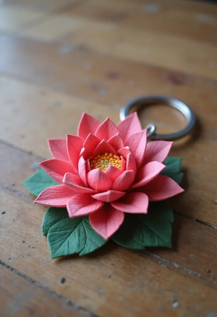28 Paper Lotus Flower DIY Projects That Radiate Serenity - 16. Lotus Flower Keychain