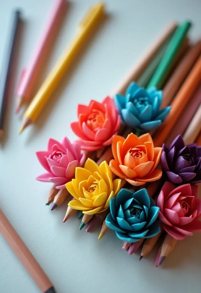 28 Paper Lotus Flower DIY Projects That Radiate Serenity - 21. Lotus Flower Pencils