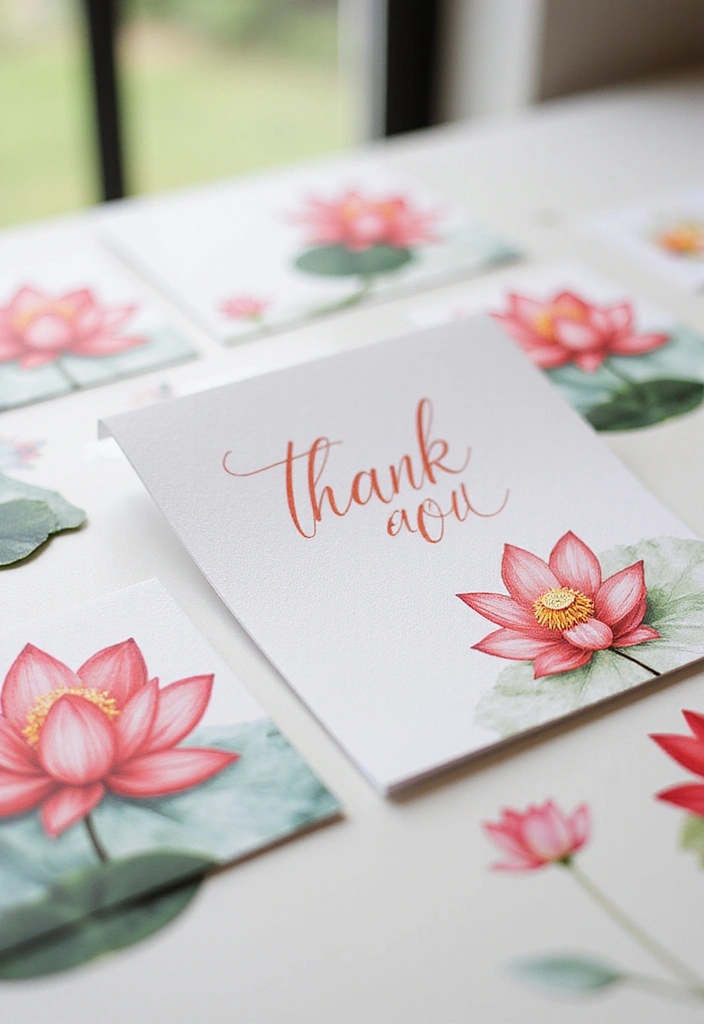 28 Paper Lotus Flower DIY Projects That Radiate Serenity - 24. Lotus Flower Thank You Cards