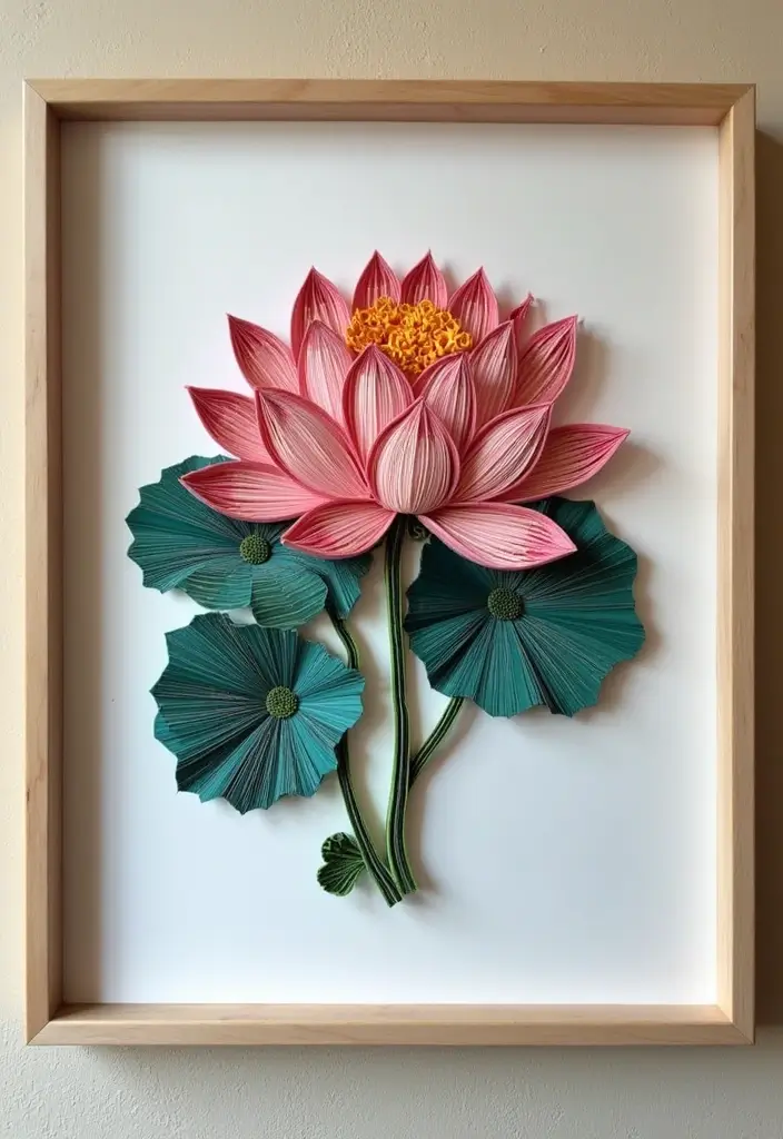 28 Paper Lotus Flower DIY Projects That Radiate Serenity - 25. Lotus Flower Quilled Art