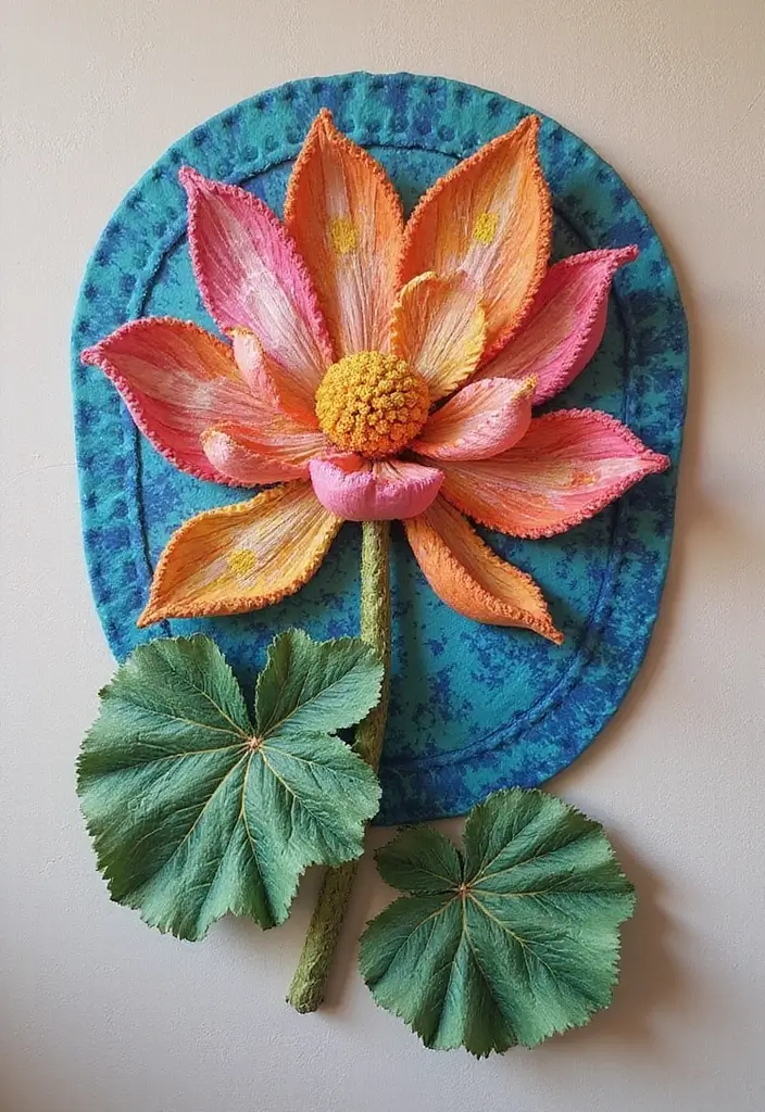 28 Paper Lotus Flower DIY Projects That Radiate Serenity - 26. Lotus Flower Fabric Art