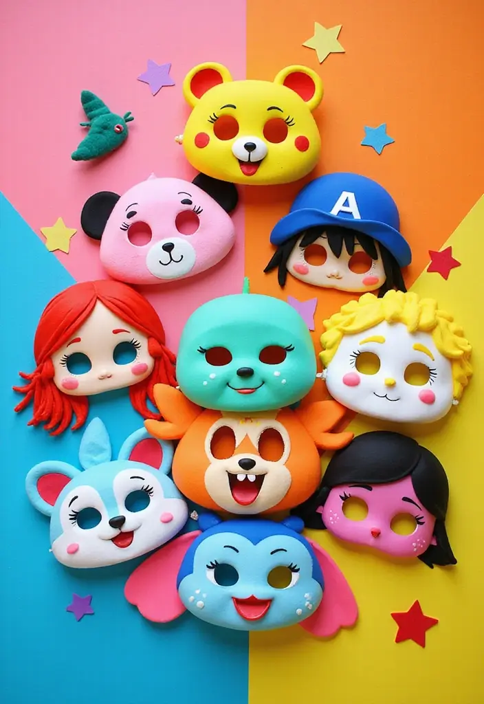 28 Paper Mask Crafts DIY Ideas for Parties and Cosplay Fun - 8. Cartoon Character Masks