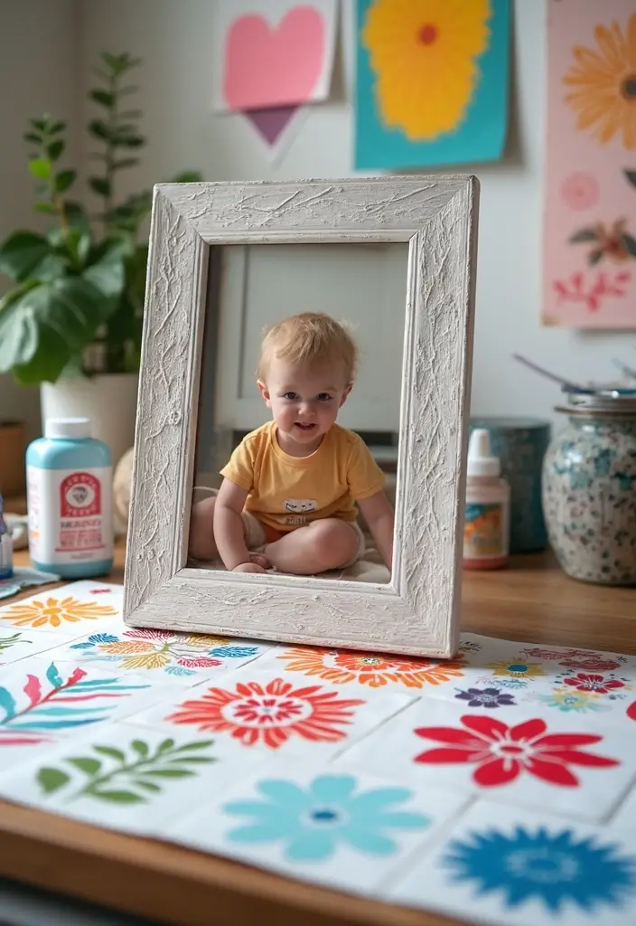 28 Paper Photo Frame DIY Ideas That Capture Memories Beautifully - 13. Stenciled Frame