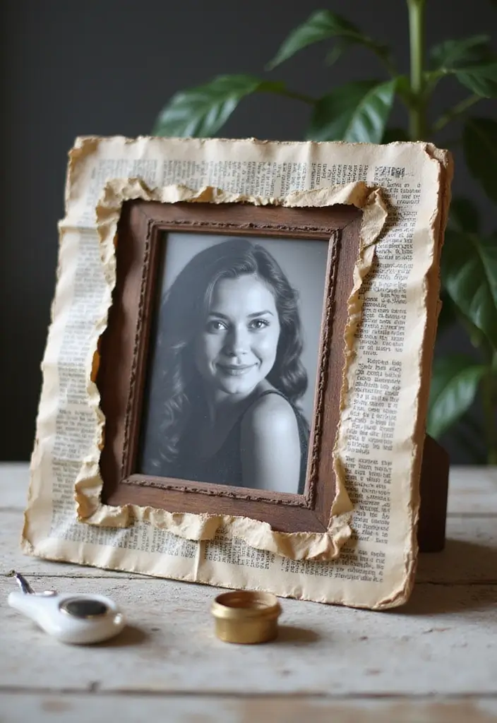 28 Paper Photo Frame DIY Ideas That Capture Memories Beautifully - 7. Newspaper Frame