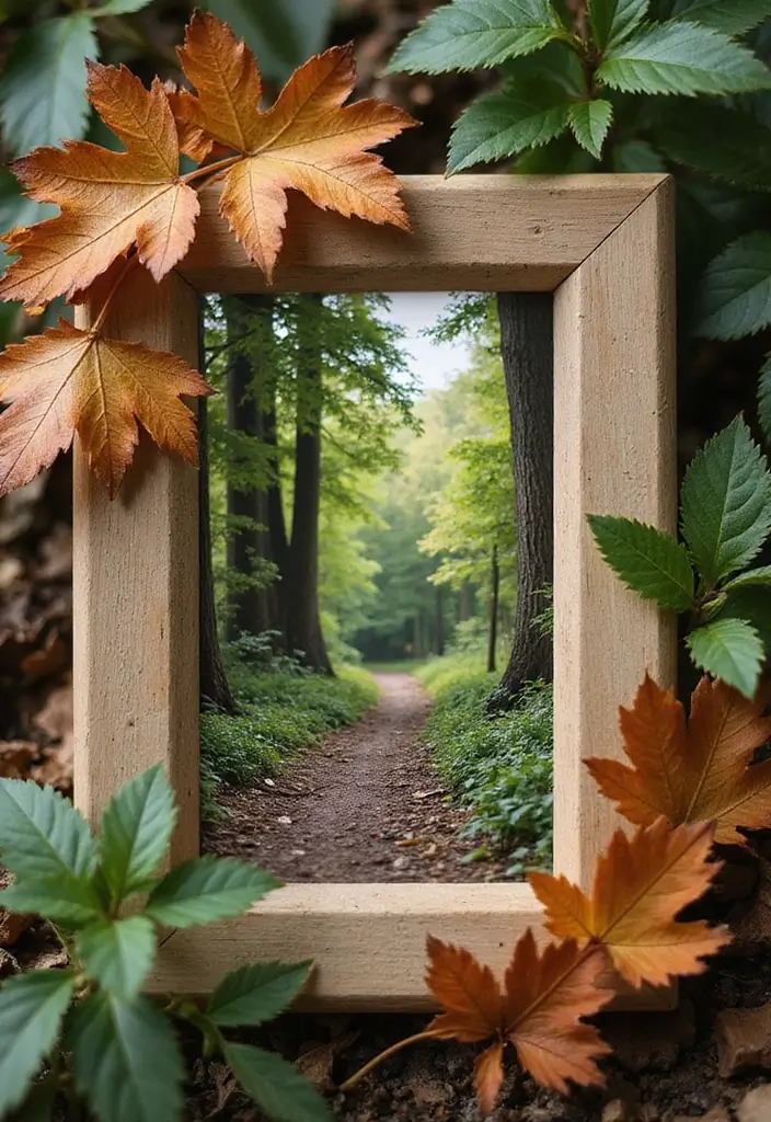 28 Paper Photo Frame DIY Ideas That Capture Memories Beautifully - 9. Leafy Nature Frame