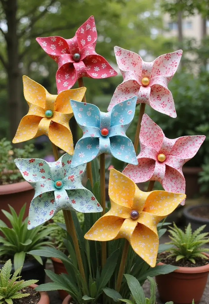 28 Paper Pinwheel DIY Ideas That Spin with Joy - 10. Fabric Pinwheels