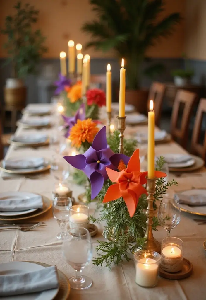 28 Paper Pinwheel DIY Ideas That Spin with Joy - 15. Pinwheel Centerpieces