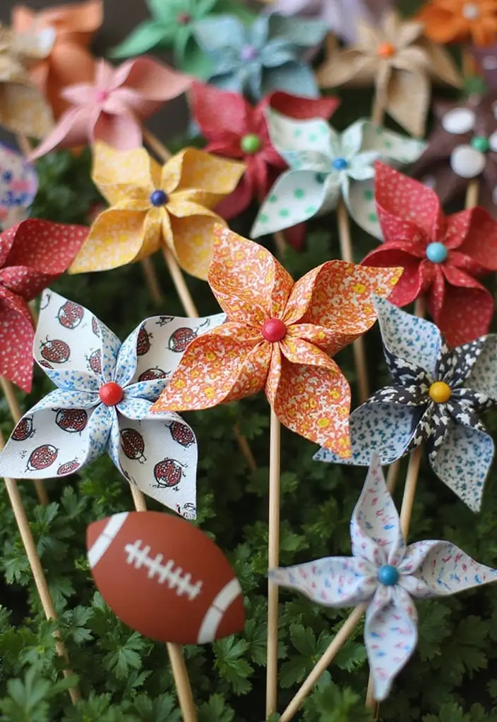 28 Paper Pinwheel DIY Ideas That Spin with Joy - 17. Themed Pinwheels