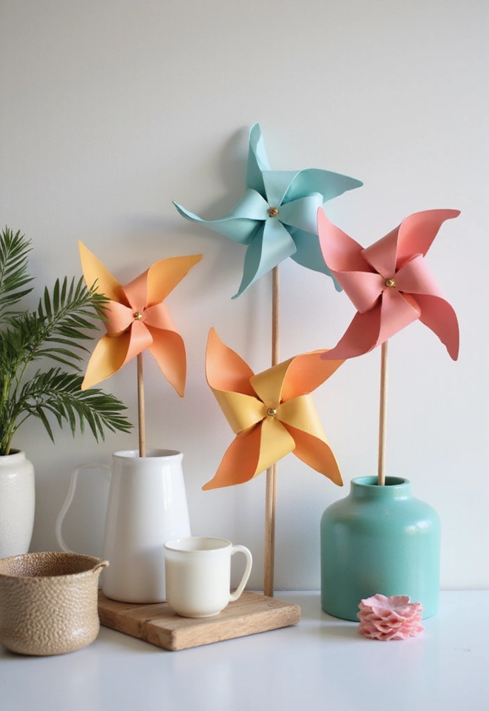 28 Paper Pinwheel DIY Ideas That Spin with Joy - 19. Color Block Pinwheels