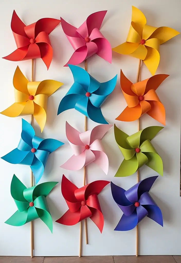 28 Paper Pinwheel DIY Ideas That Spin with Joy - 23. Pinwheel Wall Art