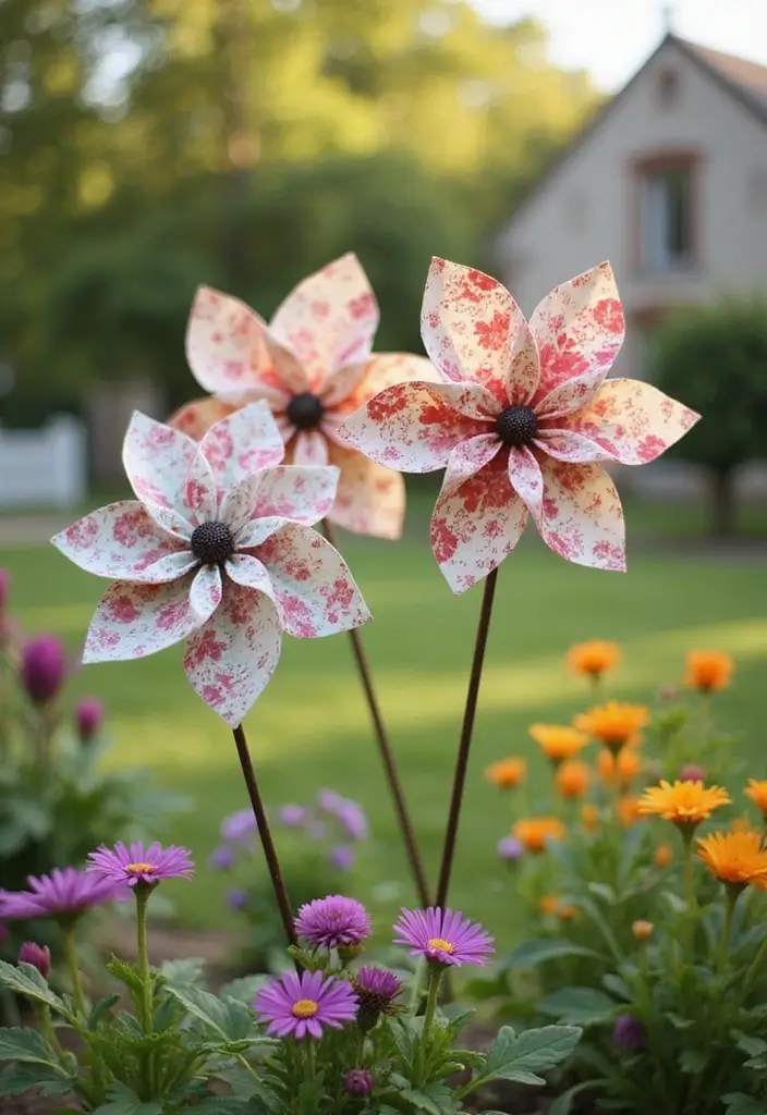 28 Paper Pinwheel DIY Ideas That Spin with Joy - 4. Floral Print Pinwheels