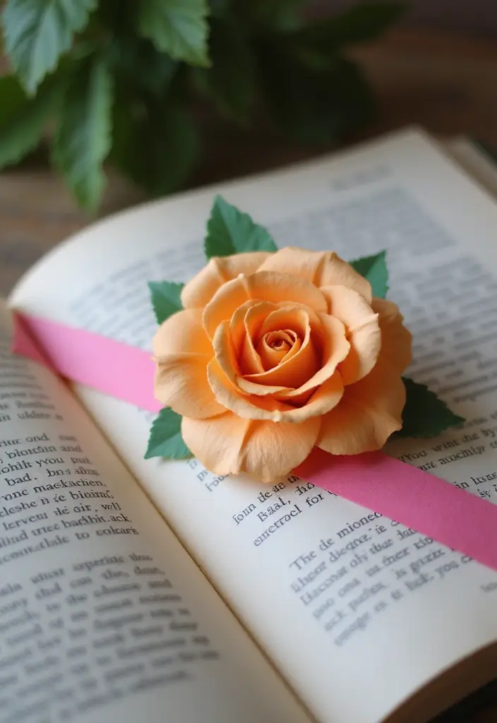 28 Paper Roses DIY Tutorial Ideas That Look Real and Romantic - 11. Paper Rose Bookmark