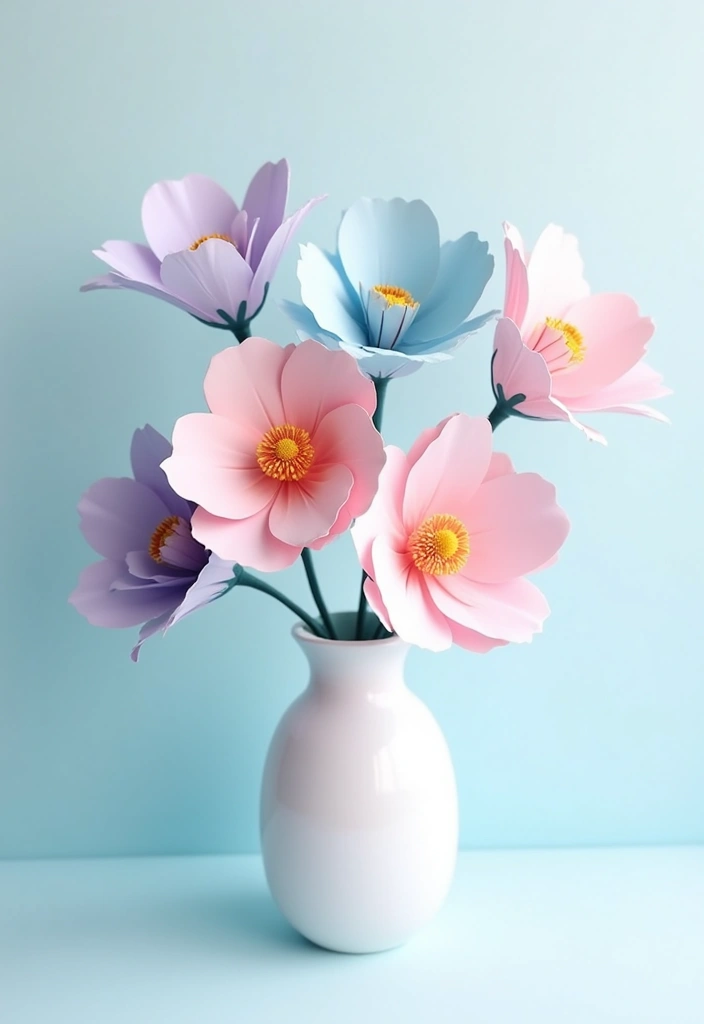 28 Paper Roses DIY Tutorial Ideas That Look Real and Romantic - 2. Pastel Paper Bouquet