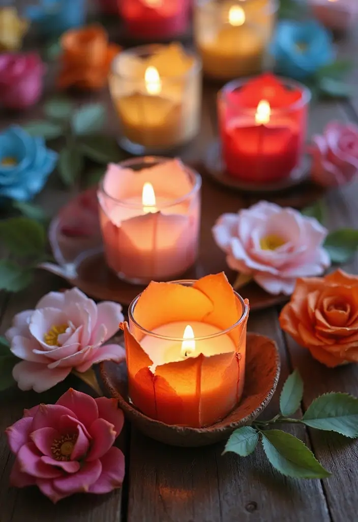 28 Paper Roses DIY Tutorial Ideas That Look Real and Romantic - 20. Paper Rose Candle Holders
