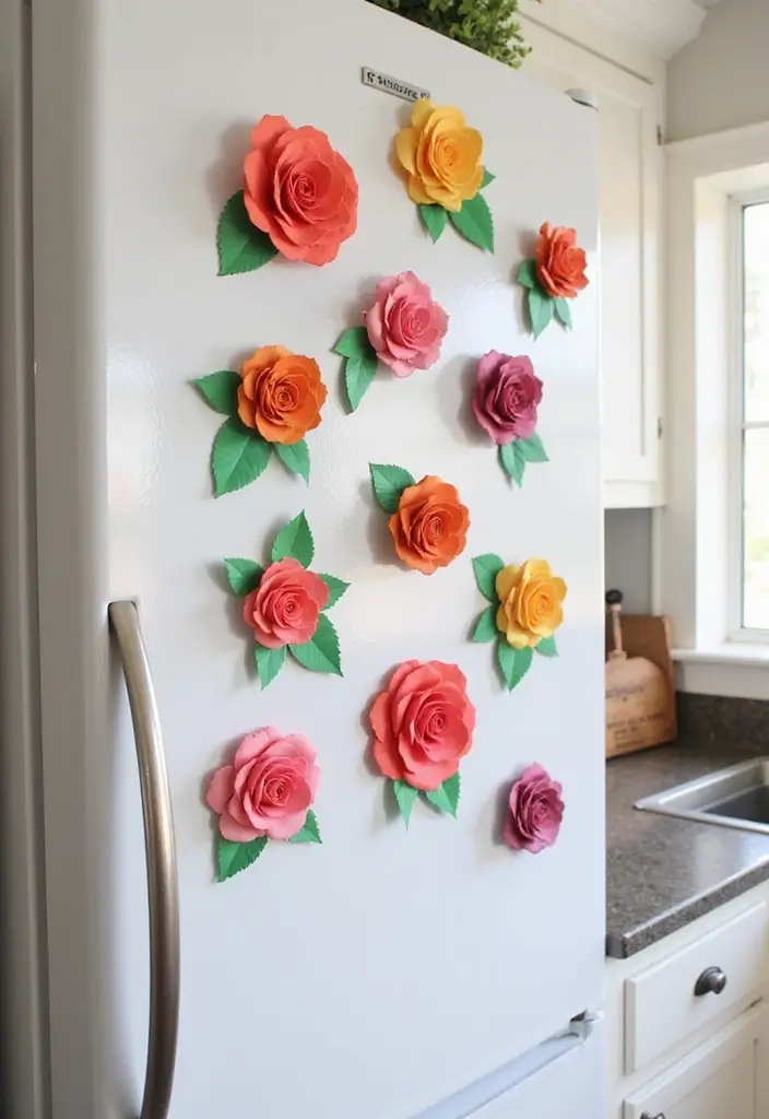 28 Paper Roses DIY Tutorial Ideas That Look Real and Romantic - 21. Paper Rose Magnets