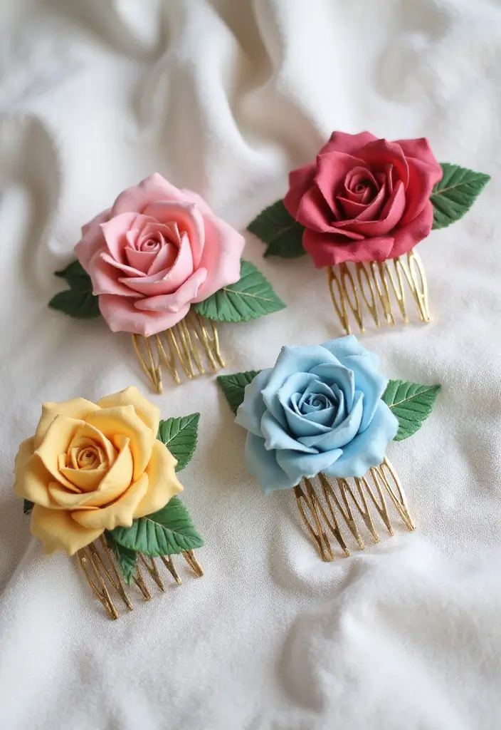 28 Paper Roses DIY Tutorial Ideas That Look Real and Romantic - 23. Paper Rose Hair Combs