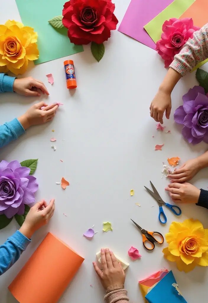 28 Paper Roses DIY Tutorial Ideas That Look Real and Romantic - 28. Paper Rose Art Project for Kids